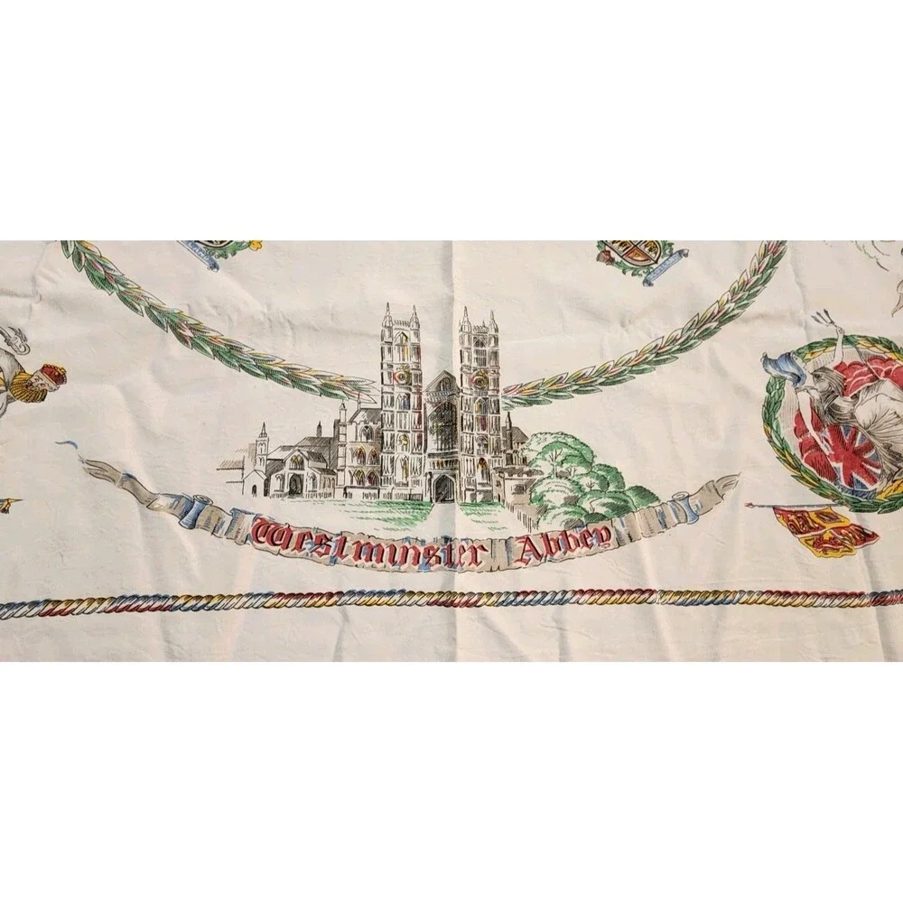 Royal Palaces Vintage Square Tablecloth ~46.25 X 42.5